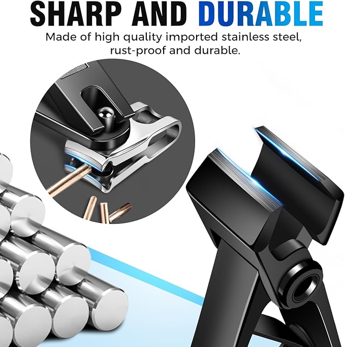 Stocking Stuffers for Men, Toenail Clippers for Seniors Thick Toenails, Large Toe Nail Clippers for Men with Wide Jaw & 360°Rotary Nail Clippers for Seniors, Christmas Xmas Presents Gifts for Adults