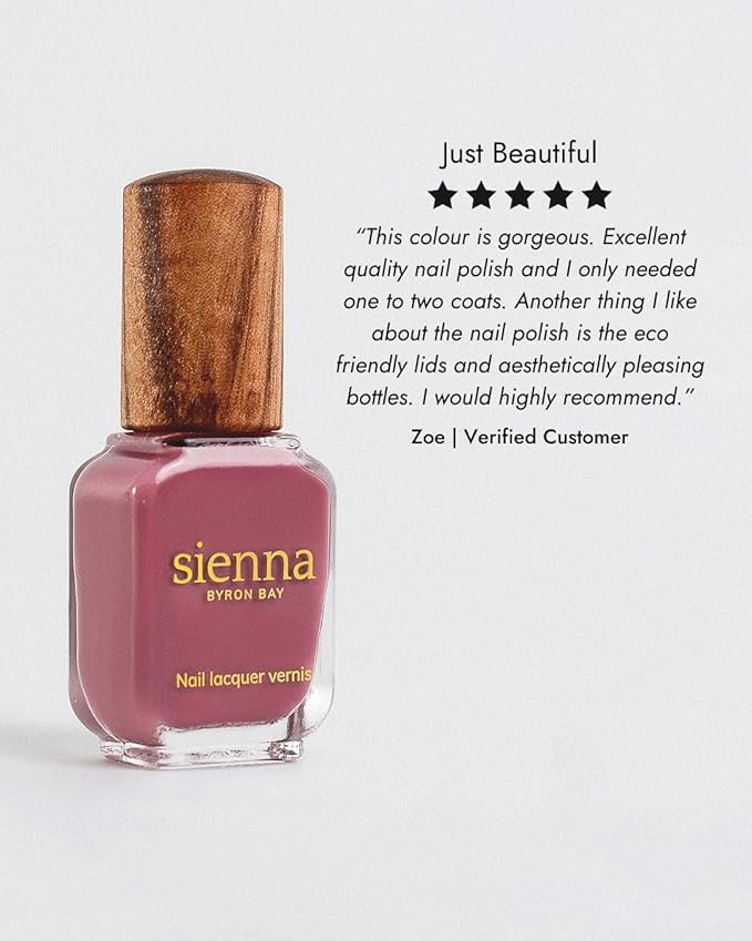 Sienna Byron Bay Heartspace, Raspberry Sorbet Natural Nail Polish, Long-Lasting, Vegan & Cruelty-Free, 10ml – .34 fl oz.