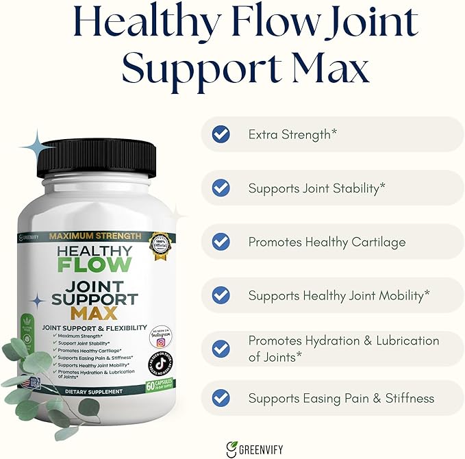 Healthy Flow Joint Support Max, 1500mg Glucosamine, 60 Capsules, Maximum Strength Joint Support Supplement (3)