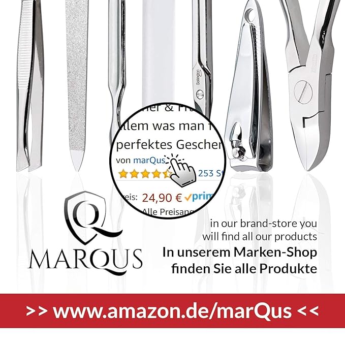 Manicure Set Solingen Made in Germany - 7 Piece Exclusive Finger & Toe Nail Clippers Kit for Women and Men in Real Leather Case, Color Rosa
