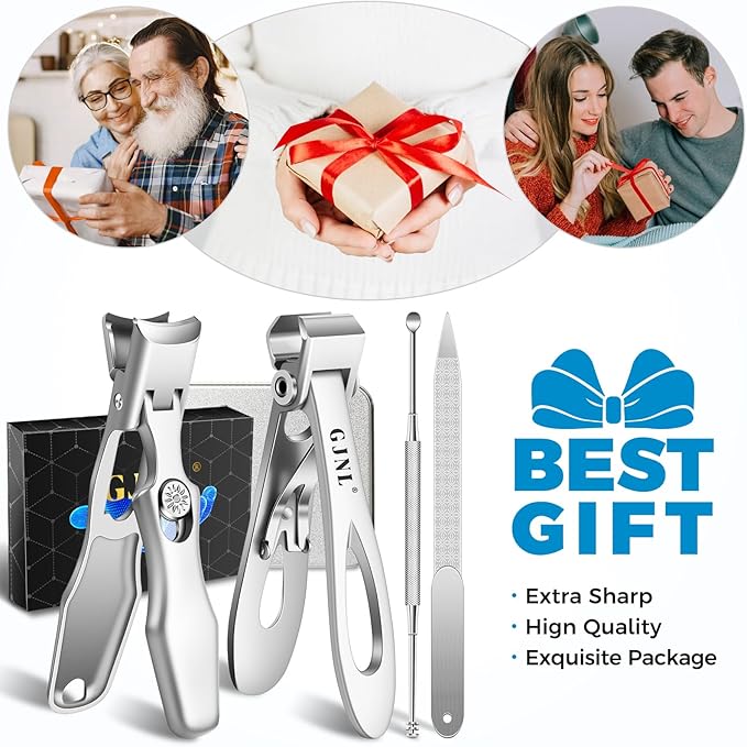 Stocking Stuffers for Men, Toenail Clippers for Seniors Thick Toenails - Nail Clippers for Men & 17mm Wide Open Straight Nail Clippers for Seniors, Christmas Xmas Presents Gifts for Adults