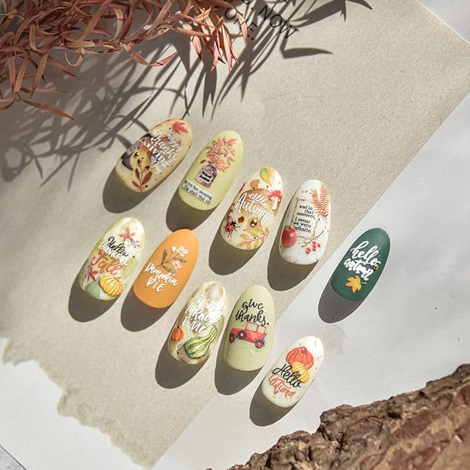 1Sheet 5D Relief Ginkgo Maple Leaf Stickers for Nails Design Embossed Fall Leaves Nail Art Stickers Autumn Maple Leaf Nail Decals Thanksgiving Day Fox Nail Supplies Manicure Decoration for Women