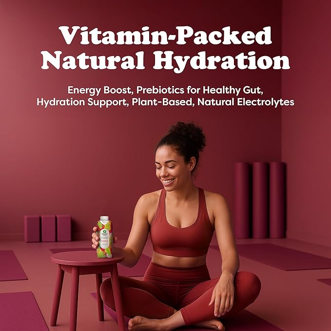 Greater Than Nutrient Hydration Beverage, Electrolyte Drink for Gut Health & Energy with Coconut Water, Vitamins, Gluten Free, Plant Based, Low Sugar, Tropical, 24 Pack