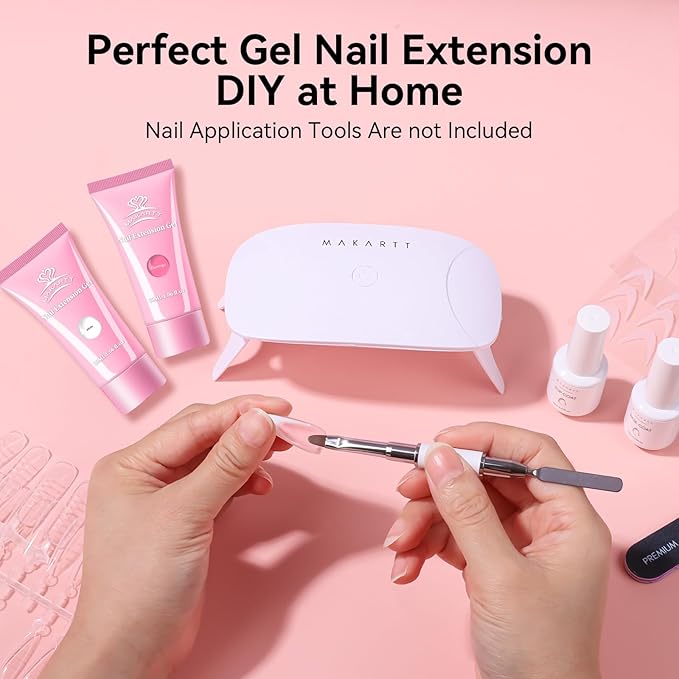 Makartt Poly Nail Gel Set: White & Hot Pink Color, Strong Builder for Extension Strengthener 3D Diy, Long-lasting for Nails French Manicures Home Salon-2PCs 30ML