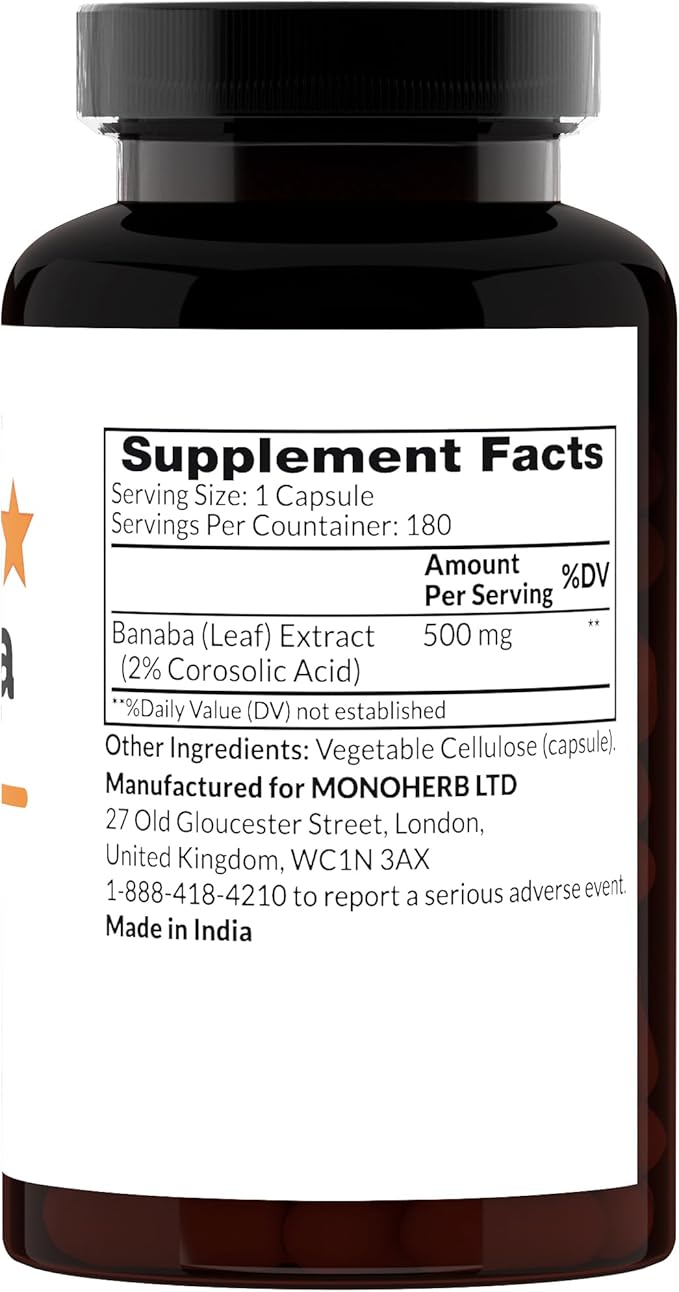 Banaba Extract 500 mg - 180 Capsules