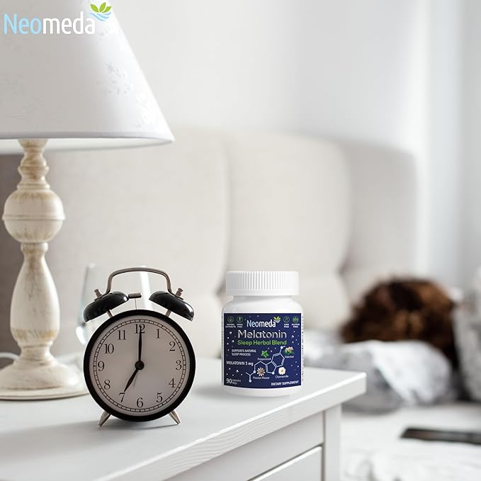 Melatonin Sleep Herbal Blend - Natural Sleep Support for Restful Nights with Melatonin 5mg & Calming Herbs - Drug-Free Dietary Supplement, 90 Capsules, 90-Day Supply
