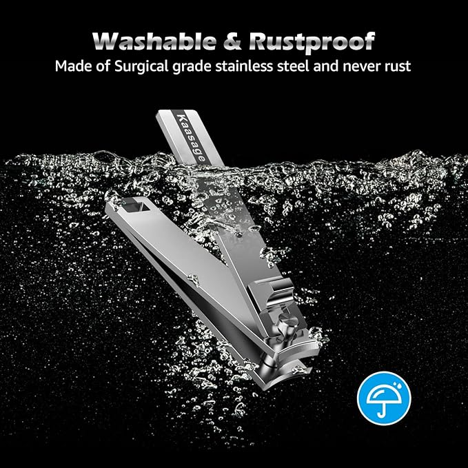 Kaasage Nail Clipper and File, Professional Stainless Steel Heavy Duty Nail Cutter with Ergonomic Long Handle and Sharp Jaw Clip Finger Nails and Thick Toenails Easily, Gift for Adults, Men & Seniors