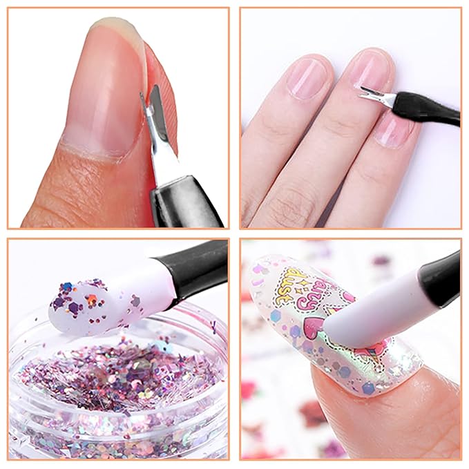 Allstarry 30 Pieces Nail Cuticle Trimmer Remover Rubber Nail Cleaner Double Head Dead Skin Cuticle Knife Removal Fork Plastic Handle Cuticle Pusher Nail art Tools for Girls Women and Men - Black