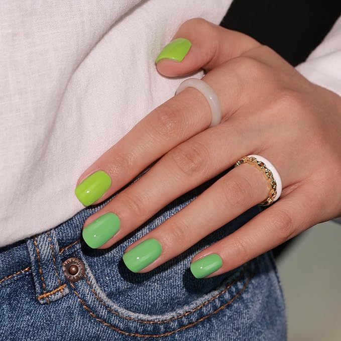 Semi Cured Gel Nail Strips - 30PCS Spring Stickers for UV Light, Long-Lasting Wraps, Salon-Quality Semi Cured Nail Stickers, 2 Weeks Wear, Easy DIY Gel Manicure-Lush Lime