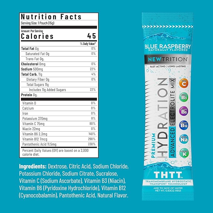 Hydration Powder, Electrolyte Powder Packets, Naturally Flavored Hydrating Packets for Water, Fast Acting Hydrate Electrolytes with Vitamins C & D