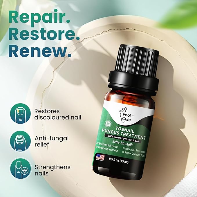 FOOT CURE Toenail Fungus Treatment for Fingernails, Nail repair, Toenail Softener, Yellow Toenail Treatment, Ingrown Nails and Foot Fungus Treatment Extra Strength (Pack of 1)