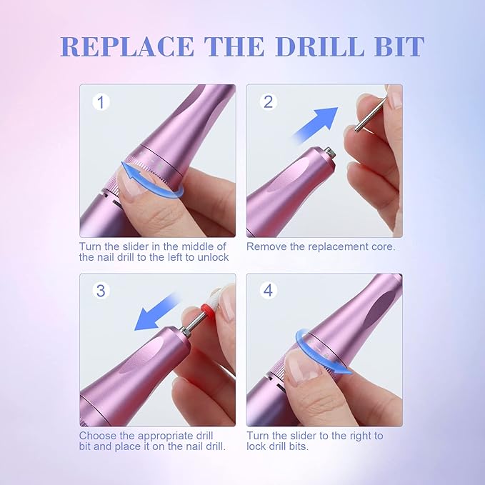 SAVILAND Electric Nail Drill 40000RPM Nail Drill Professional Machine with Nail Kit Portable Electric Nail File Electric for Nail Supplies Rechargeable Manicure Pedicure Salon Home