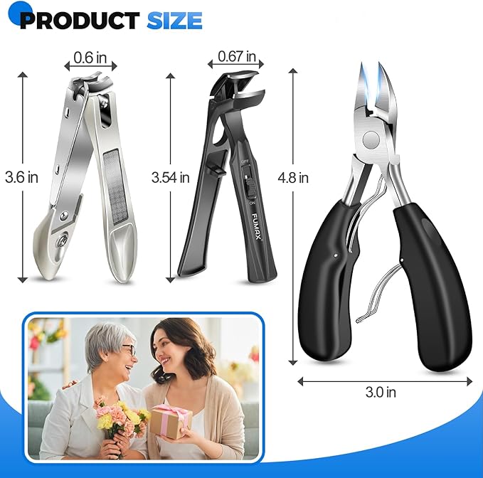 Long Handled Ingrown Toenail Clippers for Seniors Thick Toenails, 2025 Angled Head Large Toe Nail Clippers for Thick Nails, Heavy Duty Large Nail Clippers for Men Women with Mess Free Catcher