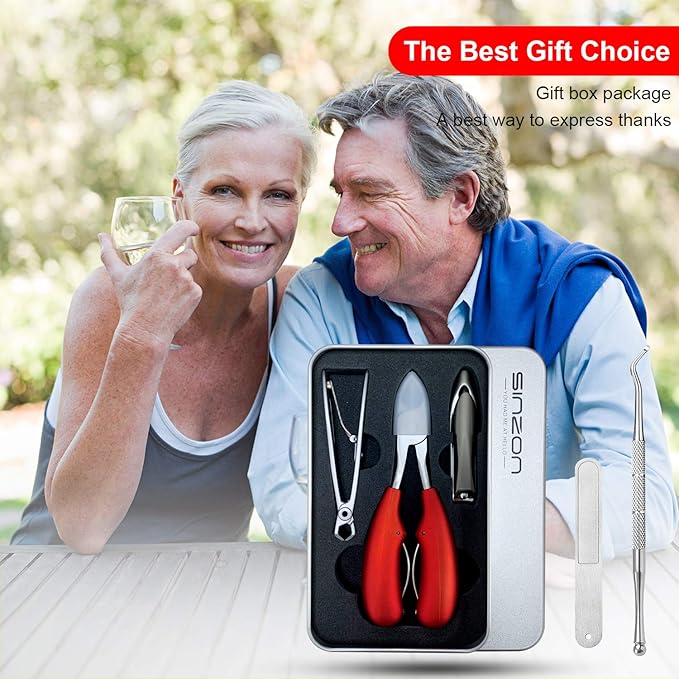 Thick Toenail Clippers, Podiatrist Toe Nail Clippers for Ingrown & Thick & Men & Seniors Toenail and Nail Surgical Grade Stainless Steel Toenail Trimmer Nipper (Red)
