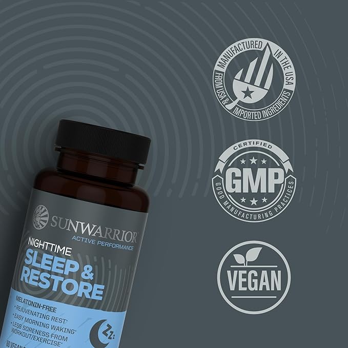 Sleep Support & Restore Capsules Melatonin-Free Sleep Aid for Deep Rest & Recovery Magnesium Chamomile Lemon Balm & Adaptogens for Relaxation Muscle Relief & Refreshing Mornings 60 Vegan Capsules