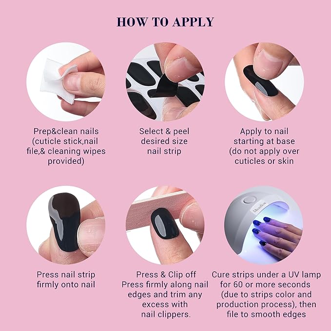MelodySusie Semi Cured Gel Nail Strips (Dreamy Purple), 20 PCS Gel Nail Stickers, Silver Glitter Gel Nail Wraps, UV Light Required, Durable and Salon Quality