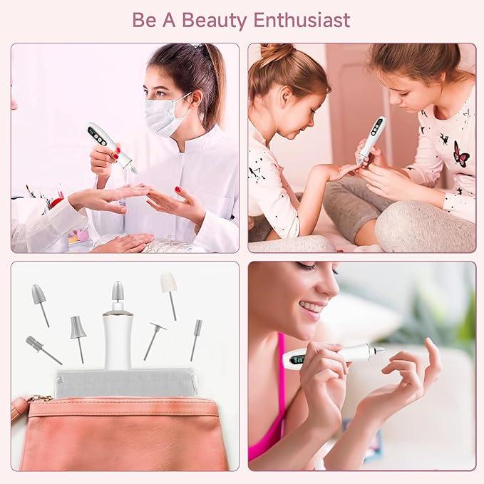 Professional Cordless Electric Nail File Set, 360 LED Light Drill Machine With LCD Display, 10 Speeds Rechargeable for Gel and Thick Toe Nails, Manicure Pedicure Kit, Christmas Gifts