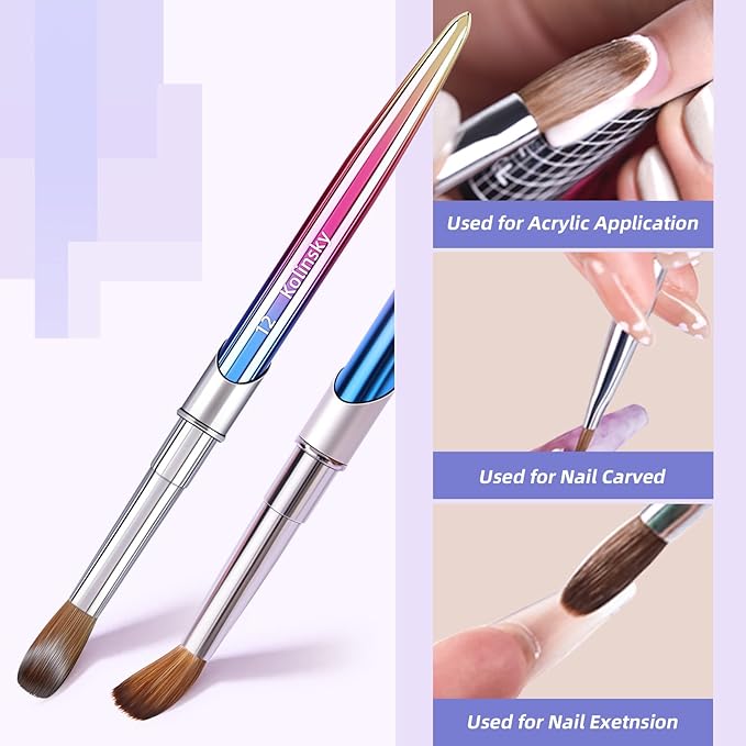 100% Kolinsky Acrylic Nail Brush,3D Pure Handmade Round Shape (Size 14) Nail Brushes for Acrylic Application, Professional Nail Art Brush Manicure for Women (#14)