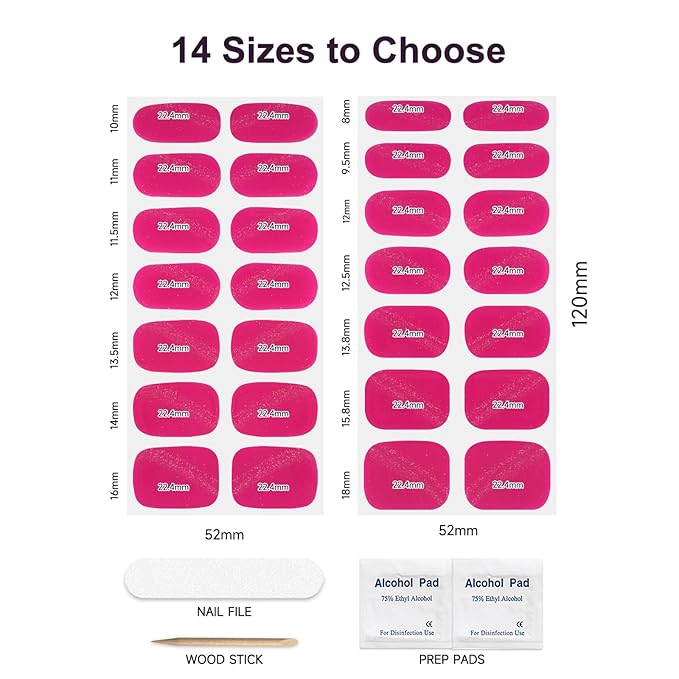 Semi Cured Gel Nail Strips,28 Pcs UV Nail Stickers for Women(cat Eye Pink),Gel Strips for UV Light Requried,Includes Prep Pads, NailFile & Wood Stick