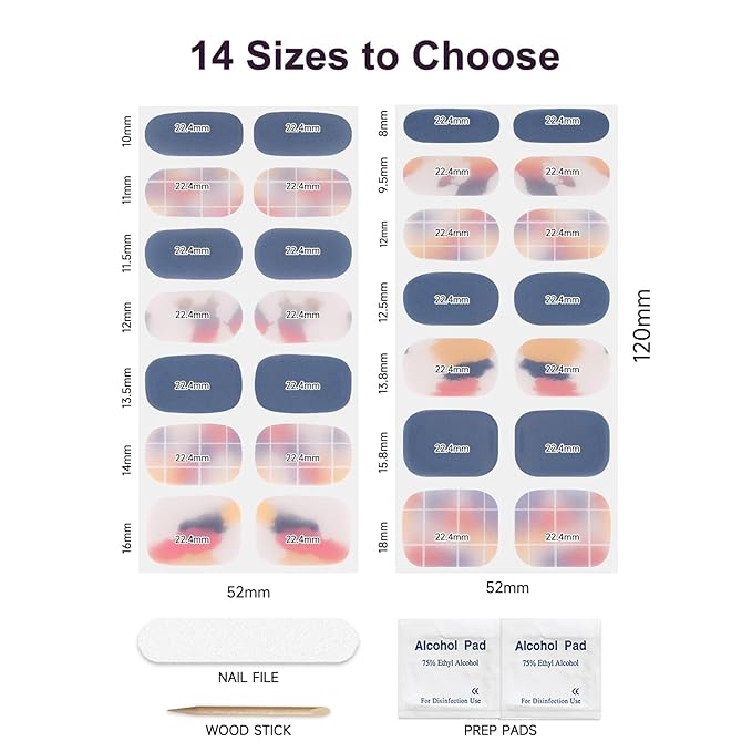 Semi Cured Gel Nail Strips,28 PCS Gel Nail Stickers Wraps(Street Color),UV Light/Led Lamp Required,Long Lasting UV Stickers Easy to Apply