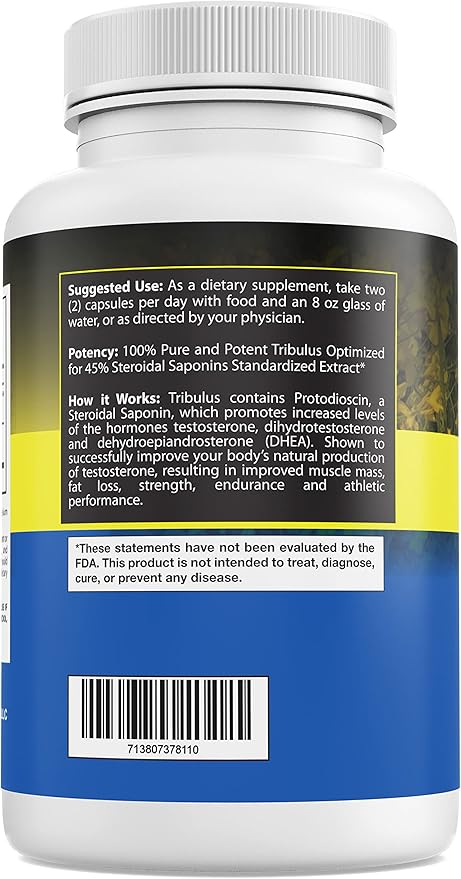 Herbal Nutrition Tribulus Terrestris, Bulgarian, 1500mg 45% Saponins, Lecithin for Better Update, 180 Capsules, One Bottle…
