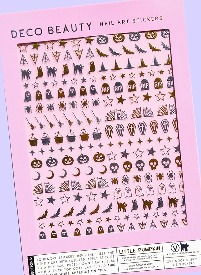 Deco Beauty Little Pumpkin Nail Stickers - Lightweight & Easy-to-Apply Nail Art with Trendy Designs - Durable & Long-Lasting Nail Stickers for Women, Ideal for DIY Manicures & Salon-Quality Nails