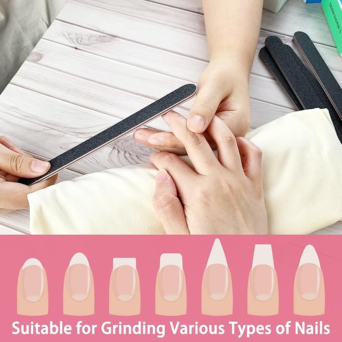 14 Pack Nail Files and Buffers Set, Professional Manicure Tools Kit, 100/180 Grit Black Nail Pedicure Files and Sanding Buffing Grinding Polishers for Nail Care