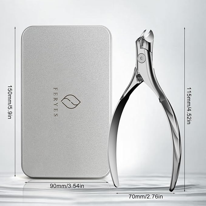 FERYES Wide Jaw Thick Toenail Clippers Thick Toenails - Precision Stainless Steel Toe Nail Clippers for Thick Nails for Seniors with Catcher - Silver