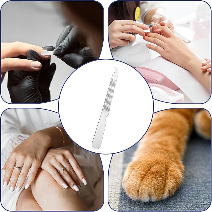 12 Pcs Metal Nail Files, Fingernail Files 3.6’’ Stainless Steel Thin Durable Nail File with Curved Sharp Pointed Tip Fingernail File