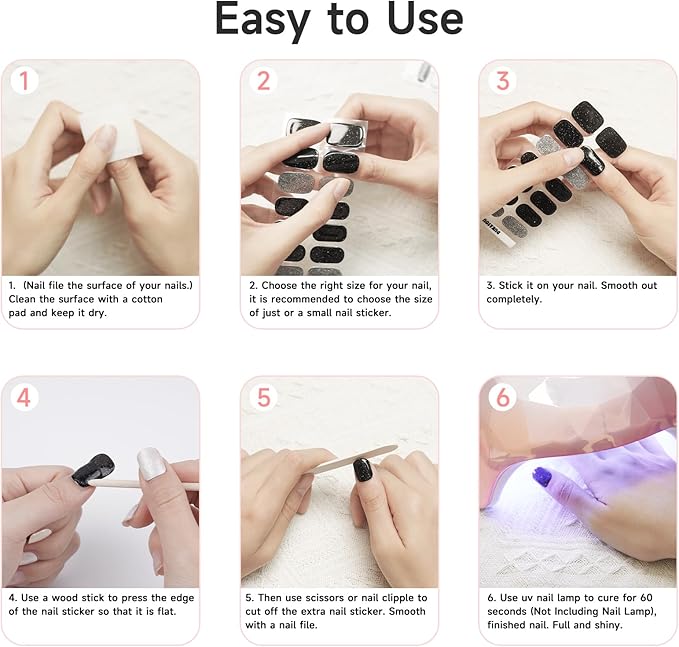 Semi Cured Gel Nail Strips, 28 pcs French Tip Gel Nail Stickers for Women Work with Any UV Lamp, UV Nails Stickers for Home DIY Nails Art (French)