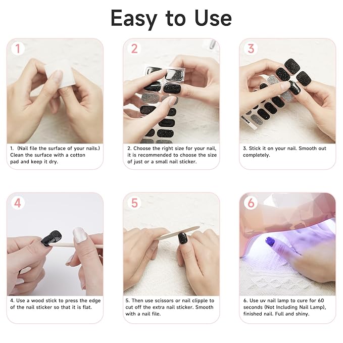 28pcs Semi Cured Gel Nail Strips, Gel Nail Stickers Work with Any UV Nail Lamps, Long Lasting Gel Nail Wraps for Women, includes Prep Pads, Nail File & Wood Stick(Leopard Print)