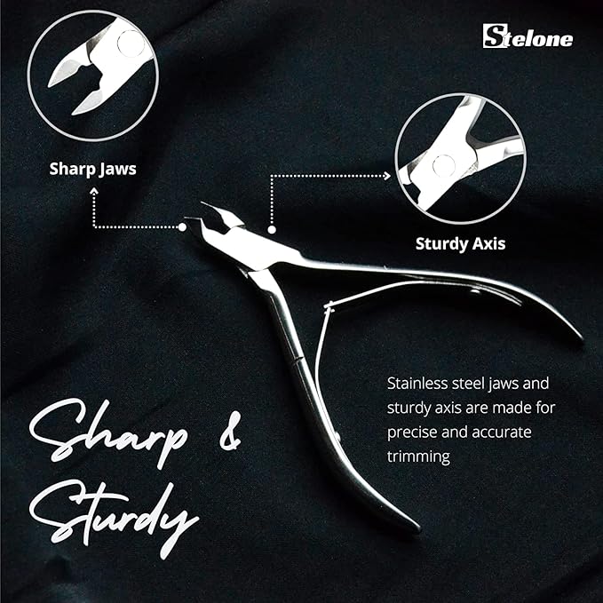 Cuticle Nippers Sharp Cuticle Trimmer Stainless Steel Cuticle Clippers Pedicure Manicure Nail Tool for Fingernails and Toenails