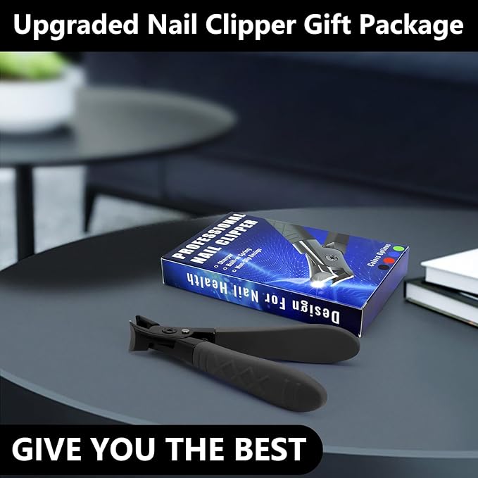 Upgraded Professional Nail Clippers for Men, Women & Seniors - Anti Slip Nail Clipper Set, Long Handle, Stainless Steel, Large