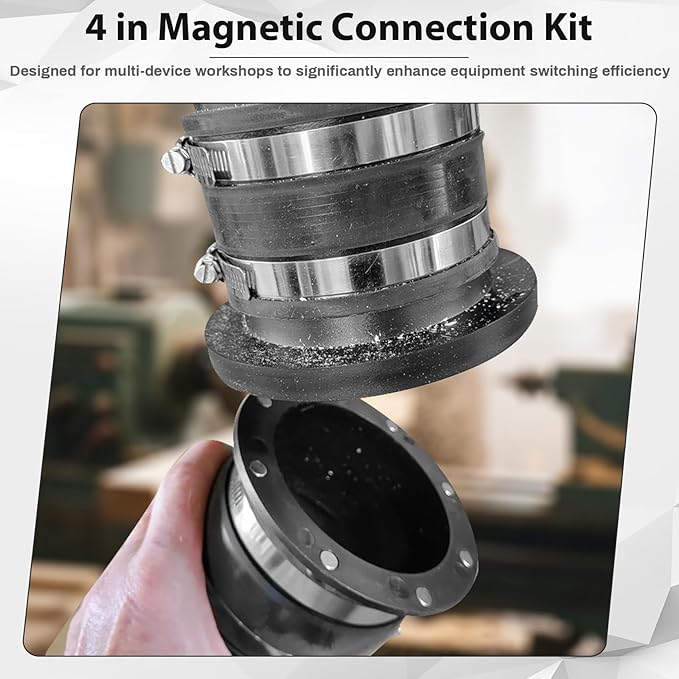 Magnetic Dust Collection Fittings, Quick Connect Magnetic Dust Collection System for 4" Woodwork Shop Vacuums Dust Hose, Efficiently Transfer Hoses Between Machines