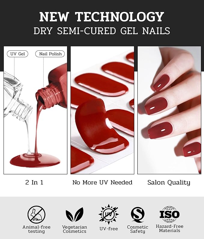 Nail Polish Strips - 22 Pcs Salon Quality Gel Nail Stickers - Long Lasting Wraps (Mystery of The Deep Blue)