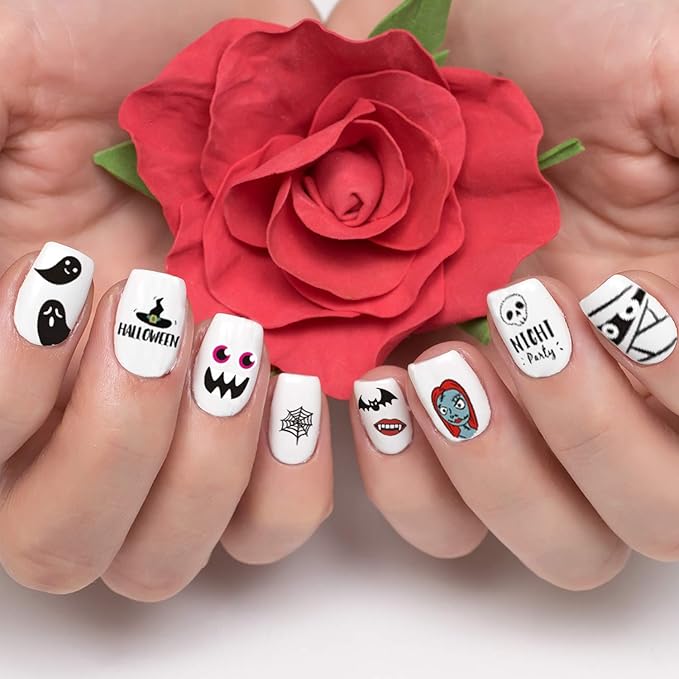 1000+ Patterns Halloween and Autumn Fall Nail Art Decals Pumpkin Maple Leaves Nail Self-Adhesive Stickers Spider Web Bat for Women Girls Nail Design Manicure Happy Halloween Thanksgiving Day