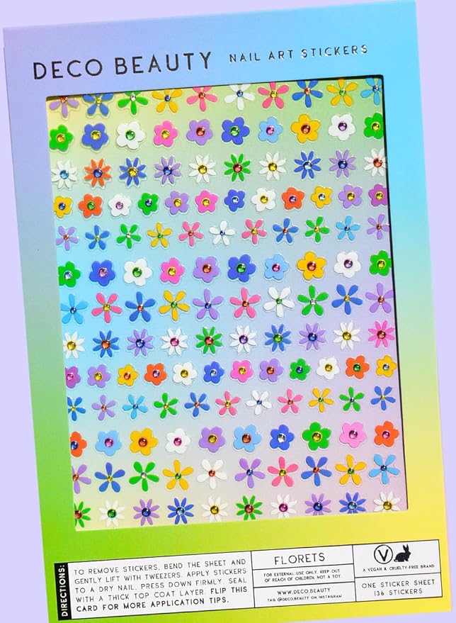 Deco Beauty Florets Nail Stickers - Lightweight & Easy-to-Apply Nail Art with Trendy Designs - Durable & Long-Lasting Nail Stickers for Women, Ideal for DIY Manicures & Salon-Quality Nails