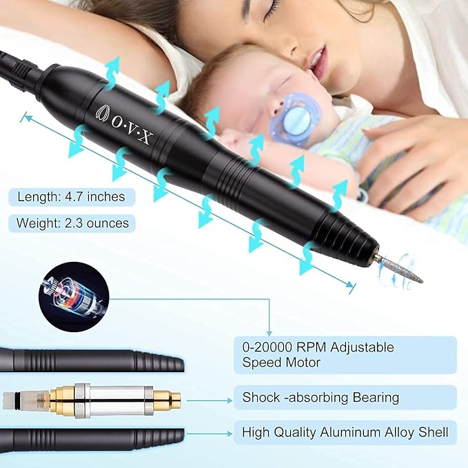 Portable Electric Nail Drill Machine,Compact 20000 RPM USB Manicure Pedicure Efile Nail Drill Kit for Acrylic Nails Gel Polishing Shape Tools with Drill Bits and Sanding Bands-Black