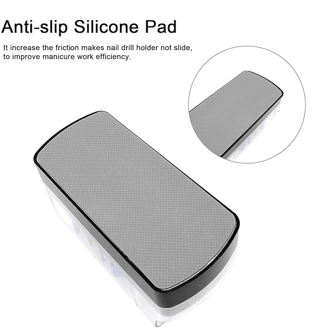 2 In 1 Nail Drill Bits Holder & Cleaning Brush Case,30 Holes Nail Bits Stand Organizer Container,Acrylic Drill Bits Display Storage Box Cleaner for Manicure (Not Include Nail Drill Bits) Black