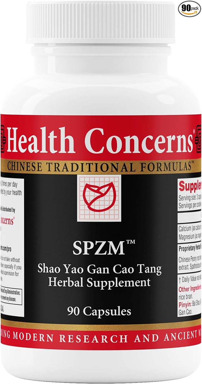 Health Concerns SPZM – Herbal Muscle Cramp Relief & Upper Body Spasm Support – Trigeminial & Intercostal Neuralgia Aid – Blood Circulation & Nerve Comfort – Chinese Herbal Formula – 90 Capsules