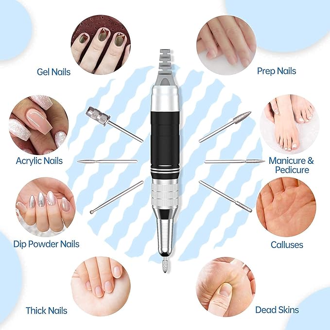 Delanie Electric Nail Drill Professional 35000 RPM Rechargeable Portable E-File for Nail Tech, White