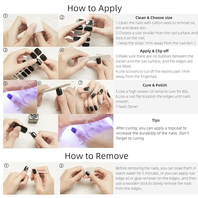 Semi Cured Gel Nail Strips, Passionate Years | 28 pcs Gel Nail Strips Work with Any UV Lamp, Salon Quality UV Nails Stickers, Easy to Apply for Home Nails DIY