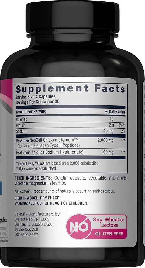 NeoCell Joint Complex Supplement | 120 Capsules | Plus Hyaluronic Acid | Collagen Type II