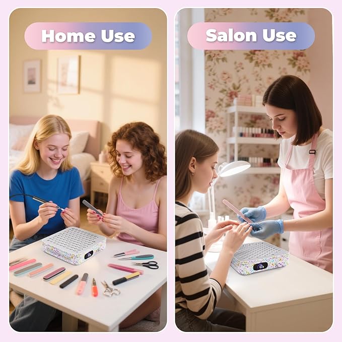 Cordless Nail Dust Collector, 1000PA Professional Dust Collector Nail Tech, Rechargeable Nail Vacuum Dust Collector for Beginner with Reusable Filter, Portable Nail Fan Dust Collector for Home & Salon