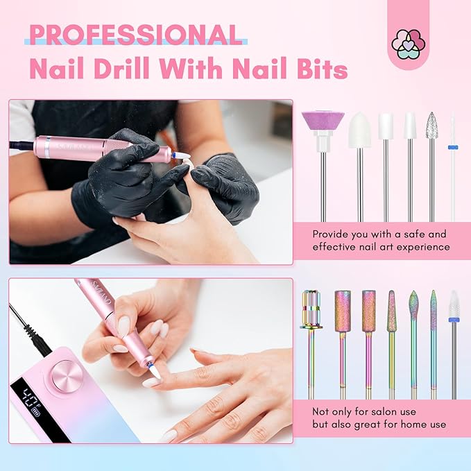 SAVILAND Portable Nail Drill Professional: 40000 RPM Upgrad E File 2024 Digital Pro Electric Cordless Fast Remover Anti-Shaking | Manicurist Nail Salon Superior Compactible for Acrylic Nails