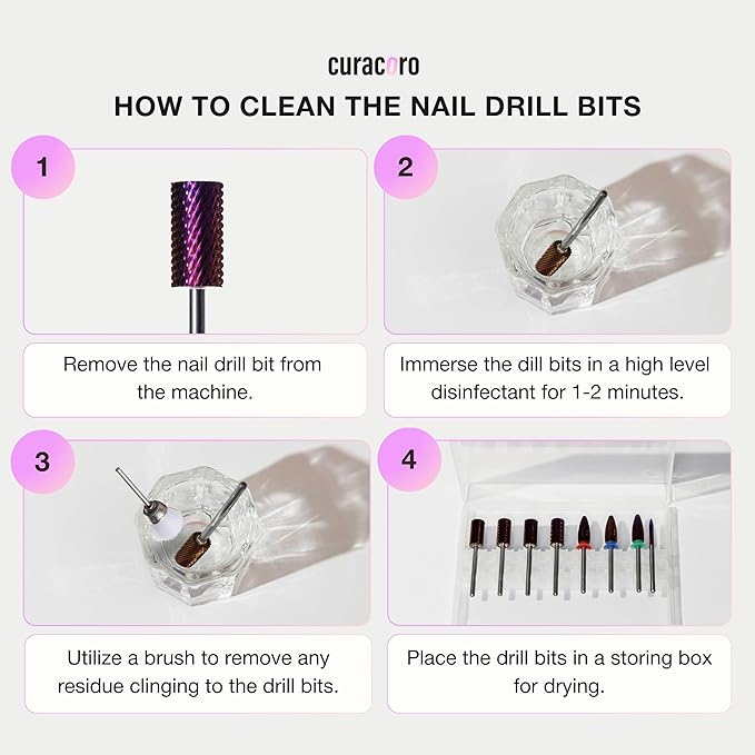 Curacoro Nail Drill Bits 3/32'' - Small Barrel Carbide Bit (Coarse) for Professional Finish, Precisely Remove, Shape & Smooth Acrylic or Gel Nails, Nail Art Pedicure Manicure Salon & Home