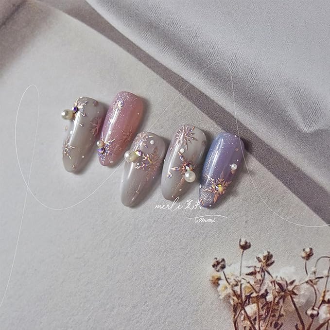1 Sheets Christmas Nail Stickers 5D Embossed Snowflake Nail Art Stickers Laser with Rhinestones Glitter Nail Designs Winter Snowflake Nail Decals Nail Art Supplies for Women DIY Manicure Decorations