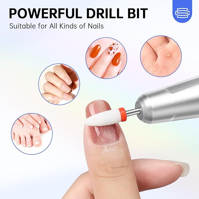 Rechargeable 35000RPM Nail Drill Sparkling Portable Professional Electric Nail File for Acrylic/Gel Nails Professional Nail Tools for Manicure Pedicure, Black Diamond