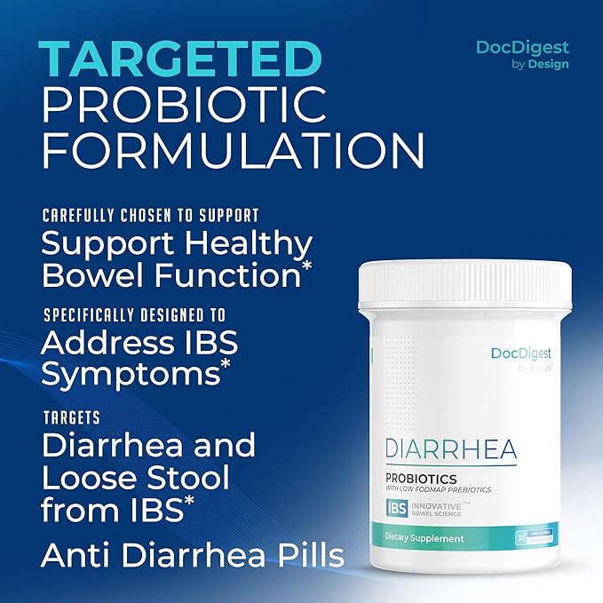 IBS Anti Diarrhea Probiotic for Diarrhea Relief and IBS-D - Clinically Studied Antidiarrheal Pills for Long-Term Comfort - Diarrhea Medication for Adults - Specialized IBS Supplement and Medicine