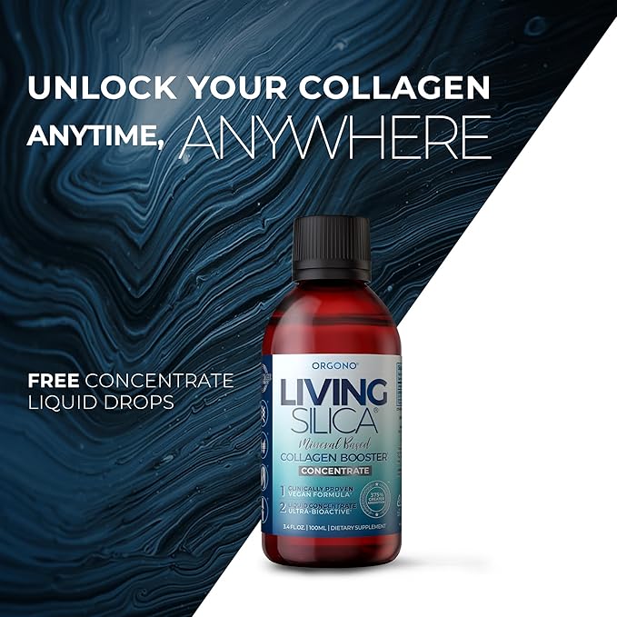 Orgono Living Silica Kit | Mineral-Based Collagen Booster Liquid & Concentrate Drops (Travel Size) | Vegan | Supports Joint & Bone Health, Collagen & Elastin Production, Glowing Skin.